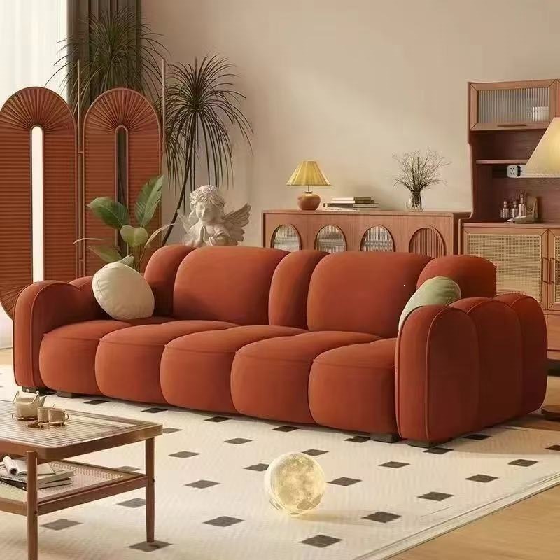 Sofá de tela americano sofá verde americano pastoral sofá sala de estar residencial lujo ligero en línea crema roja explosión