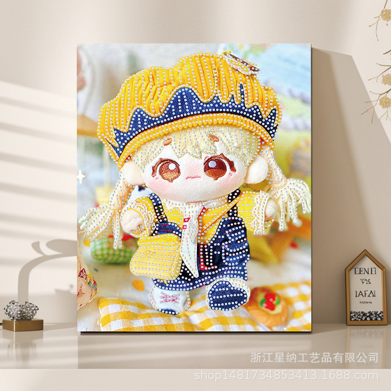 Pegatinas de diamantes calientes diy muñecas de algodón hechas a mano pintura de diamantes pintura de diamantes ventas directas de fábrica pegatinas de pintura de mampostería con marco