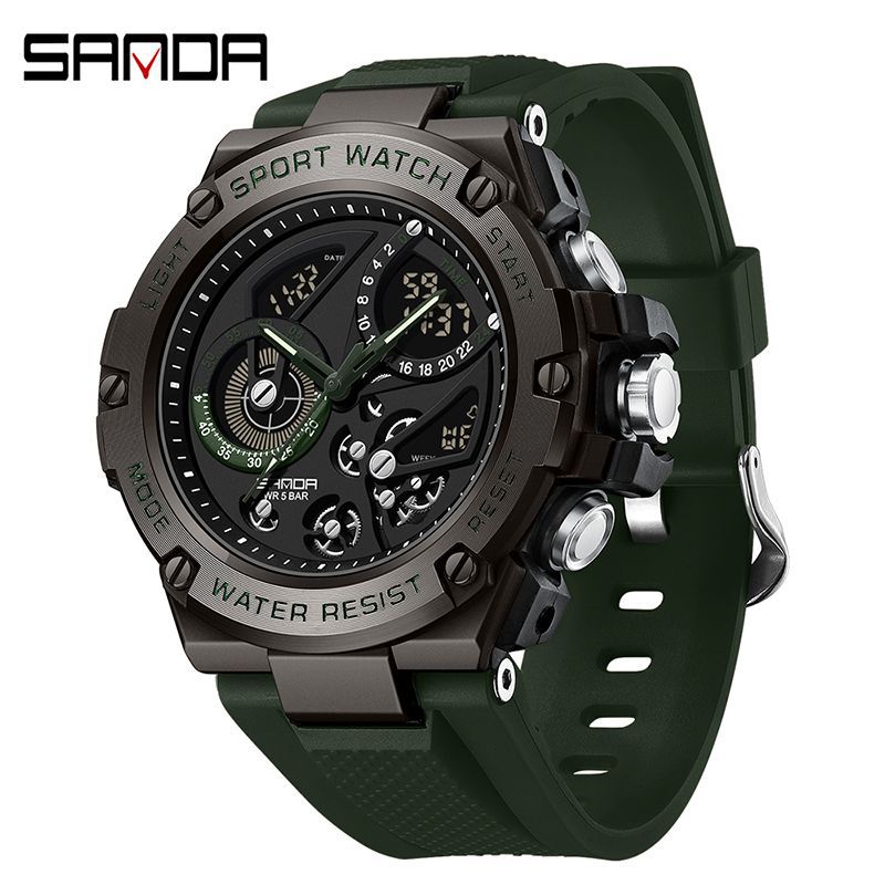 Sanda reloj, reloj electrónico multifuncional para estudiantes de secundaria junior, despertador de luz nocturna coreano, reloj masculino a prueba de agua y choque