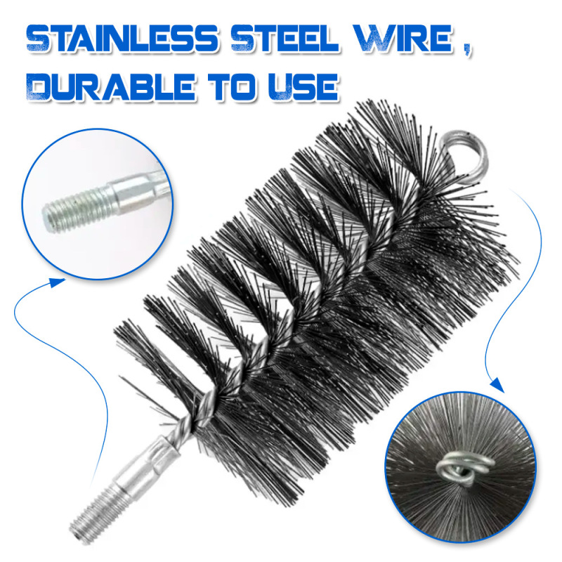 Stainless Steel Wire Brush with Handle, Chimney Pipe Cleaning Brush, Rust Removal, Polishing, Hole Cleaning Hardware Tool