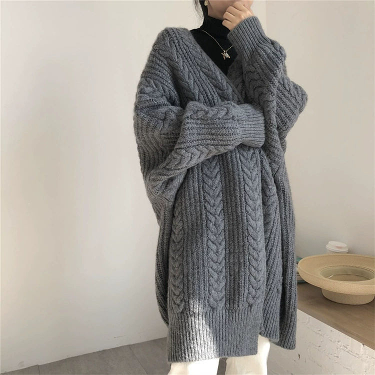 Женский длинный демисезонный кардиган, ретро средней длины, оверсайз, one size