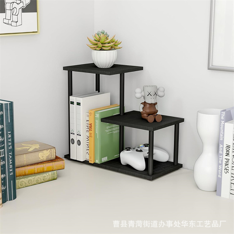 ชั้นวางของที่เก็บไม้เดสก์ท็อปหนังสือจัดระเบียบชั้นวางเศษซากชั้นวางชั้นวางของหลายชั้นสำนักงานจัดเก็บไม้เนื้อแข็งชั้นวาง