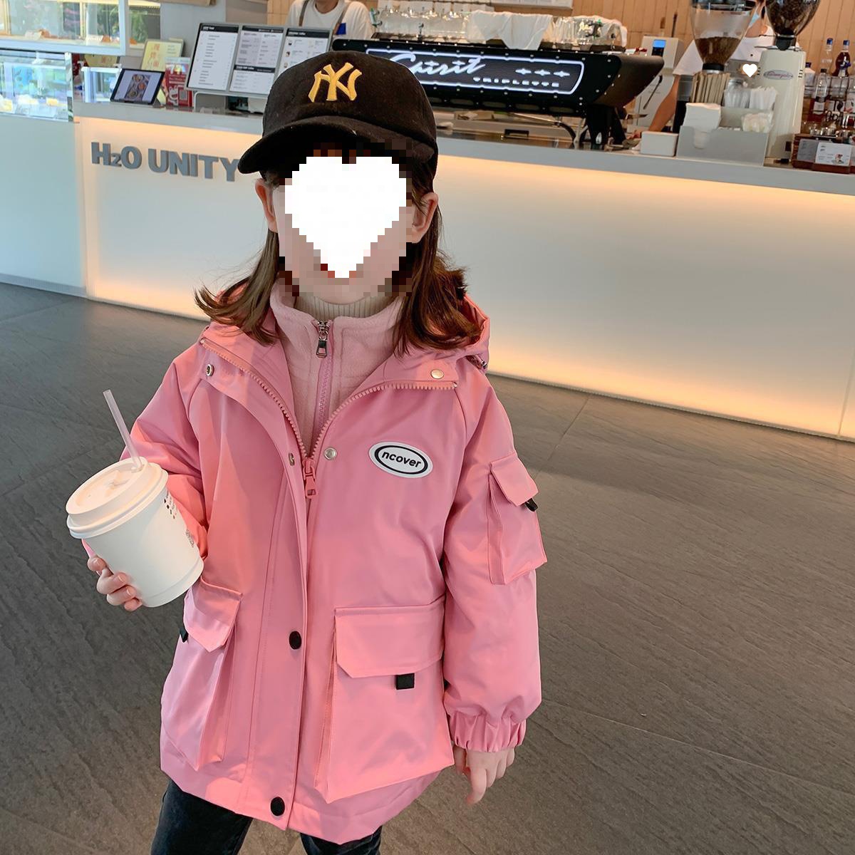 (2개) 어린이 의류 소녀 충전 의류 2023 가을 새 아동면 패딩 두꺼운 탈착식 3 대 1
