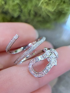 18K Gold Natural High-Quality High-End Jewelry Full Diamond Inlaid Horseshoe Ring Jewelry Jewelry Tiktok Wholesale Generation