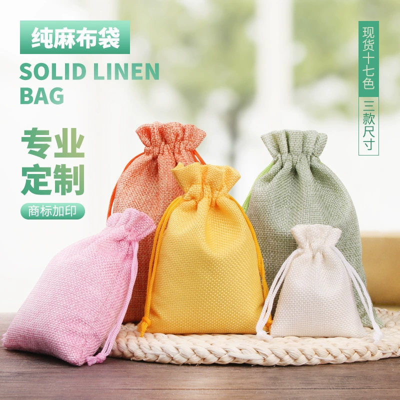 Сплошной цвет мешковины сумка сумка из льна сумка сумка ювелирные украшения сумка