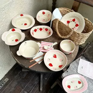 复古哑光釉下彩餐具家用高颜值碗盘子餐盘米饭碗汤碗泡面碗沙拉碗