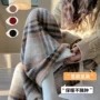 高腰格子秋冬显瘦阔腿裤