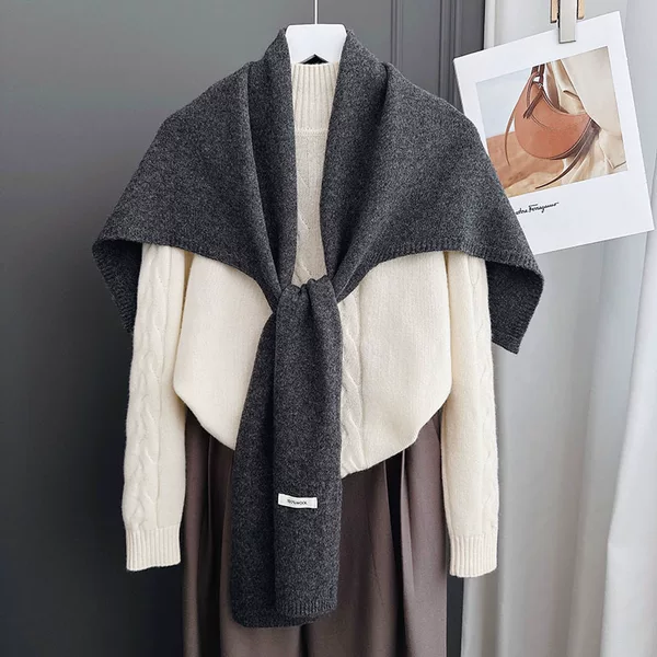100% Australian Pure Wool Large Shawl for Women, Solid Color, Warm, Medium Thickness, New Autumn and Winter