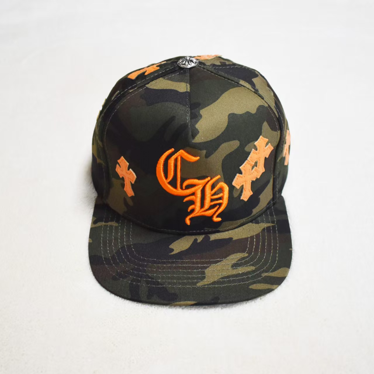 Sombrero para el sol CH Cro de verano para parejas nuevas de moda americana, sombrero de hip-hop de ala plana bordado a la moda ~ sombrero de malla de béisbol