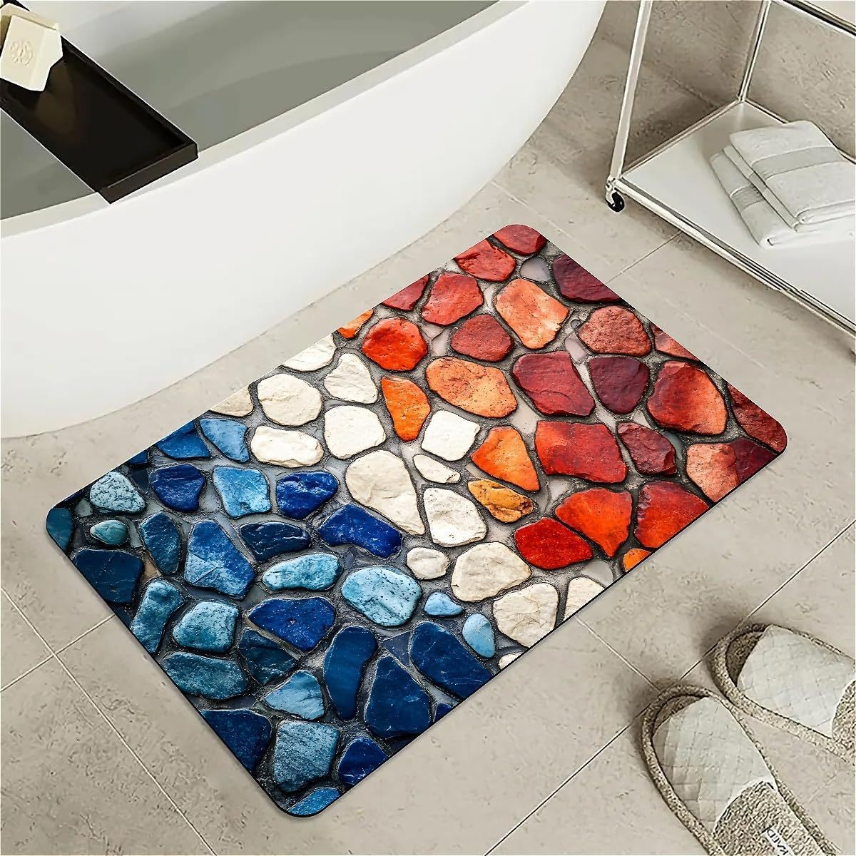 Cross-Border American-Style Stone Diatomaceous Earth Bathroom Absorbent Non-Slip Floor Mat, Bedroom Dirt-Resistant Foot Mat, Entryway Easy-Care Door Mat