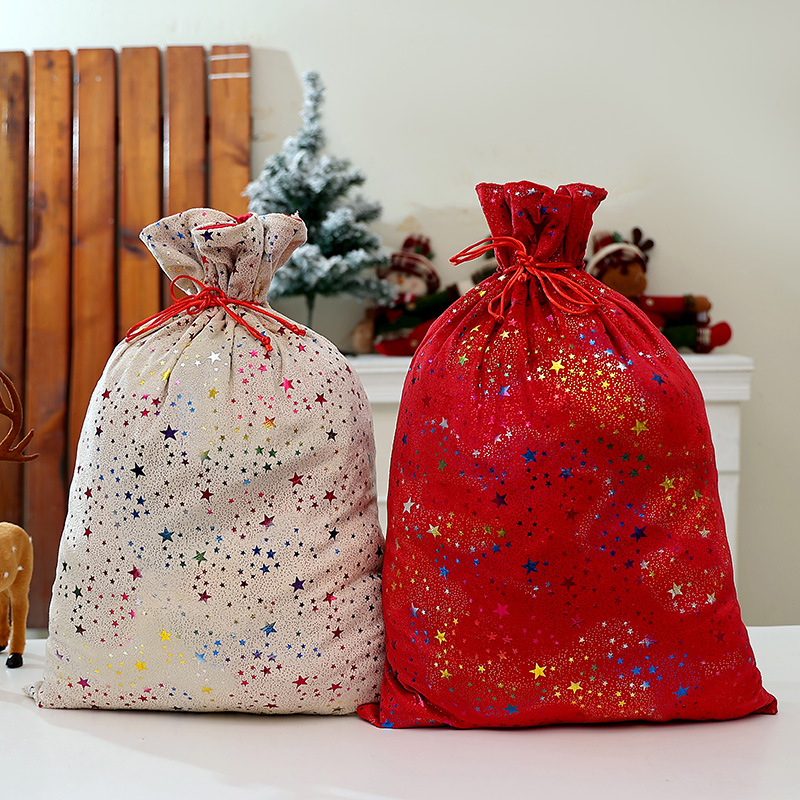 New cross-border Christmas decoration supplies bundle pocket gifts children's gift bags candy bags gilding snowflake bags