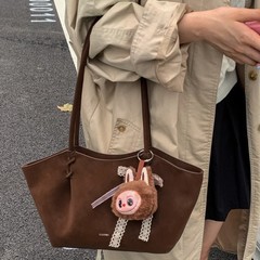 跨境大容量磨砂皮托特包包女2025新款通勤水桶时尚超火单肩腋下包