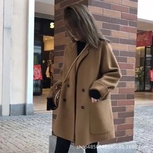 小个子中长款呢子大衣2024秋冬韩版新款赫本风宽松毛呢外套女批发