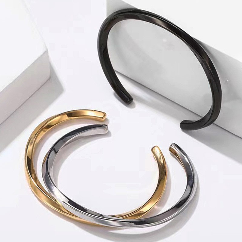 Stainless Steel Simple Style C Shape Plating Cuff Bracelets display picture 12