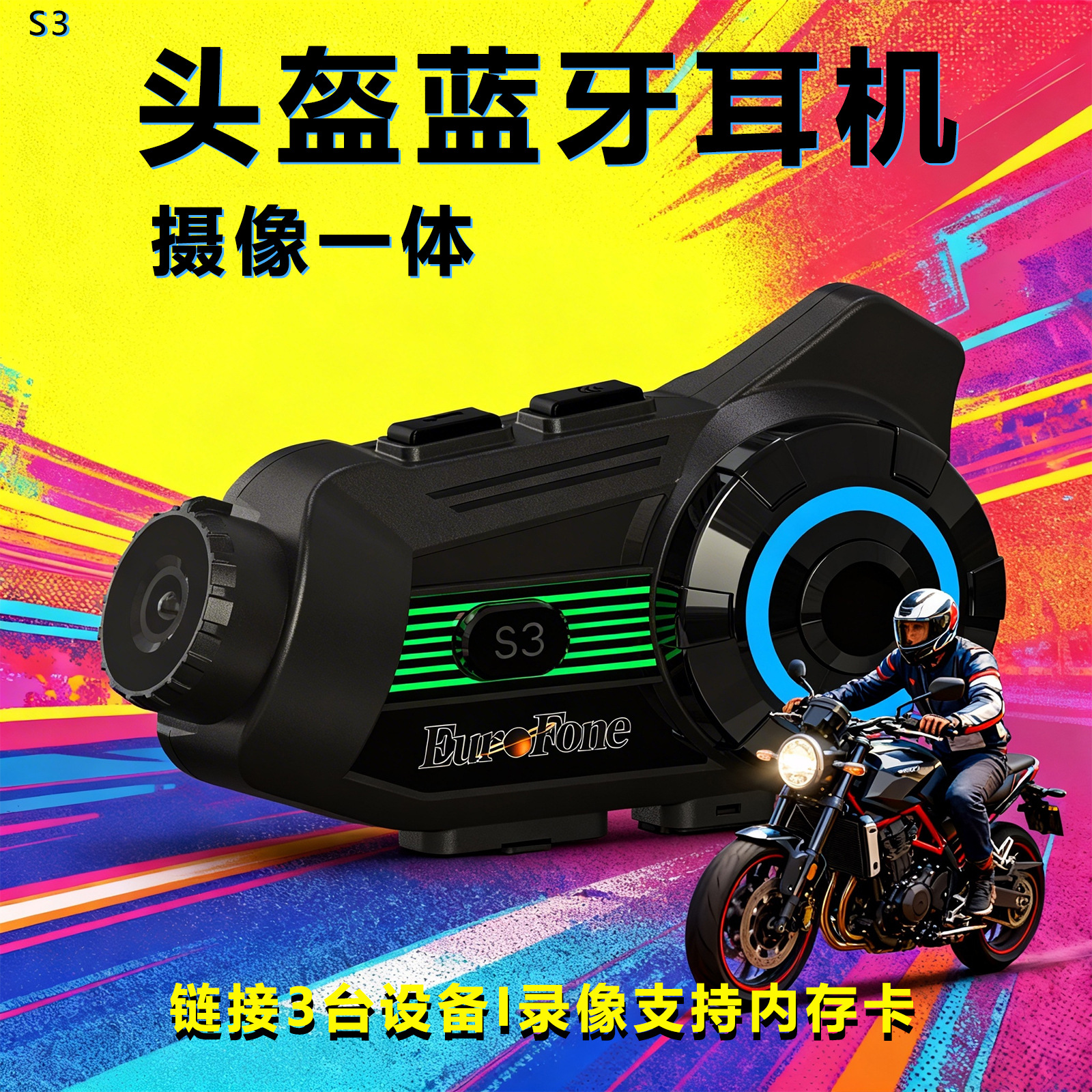 Auriculares y cámara para casco de moto
