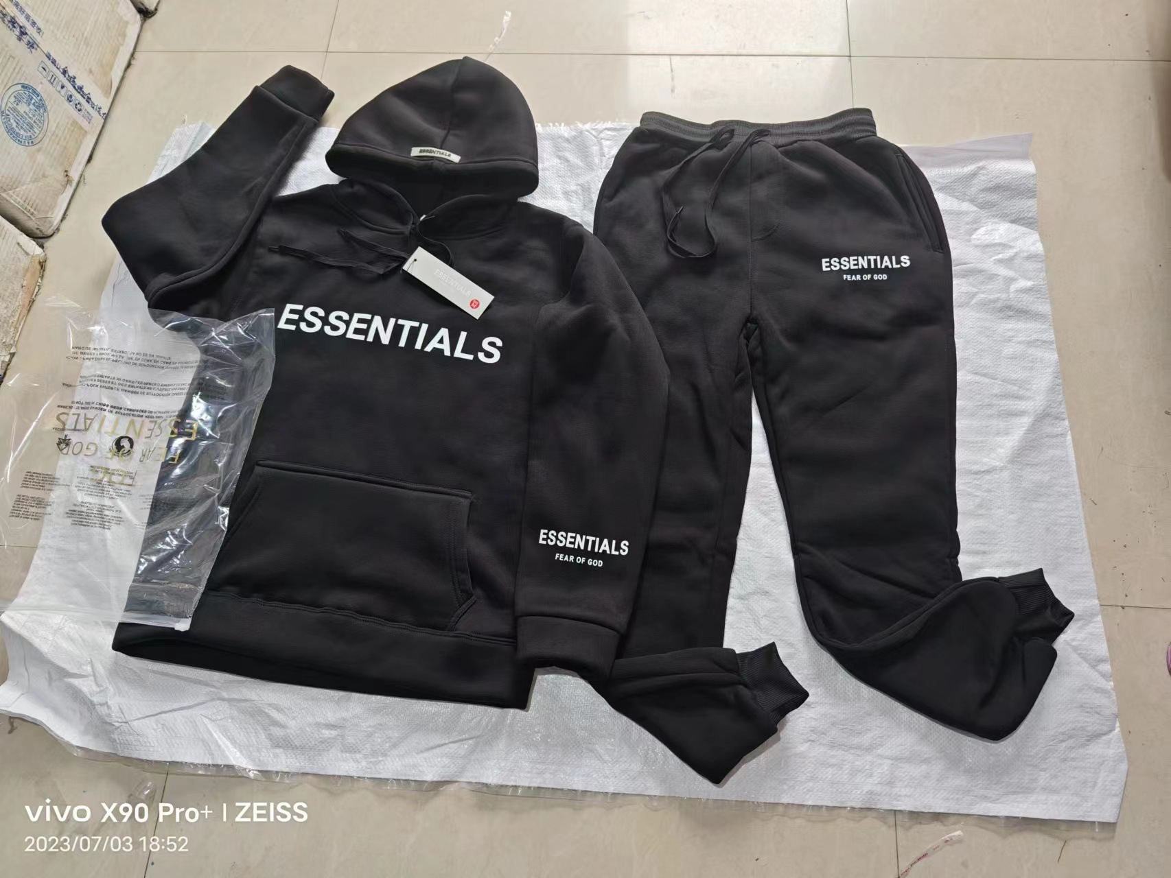 TEMOR DE DIOS doble línea Essentials Zambia moda marca pecho impreso LOGO pareja HOODIE sweater NIEBLA