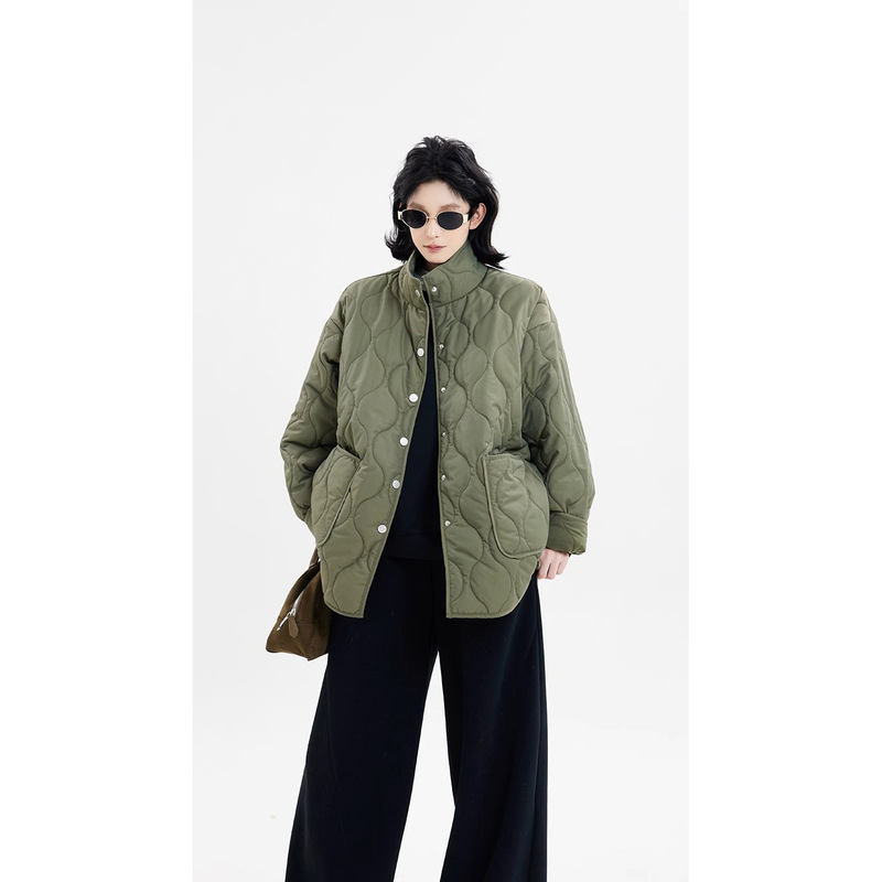 2793# 吴童童 立领长袖加厚保暖棉服外套韩系设计感宽松棉袄上衣|undefined