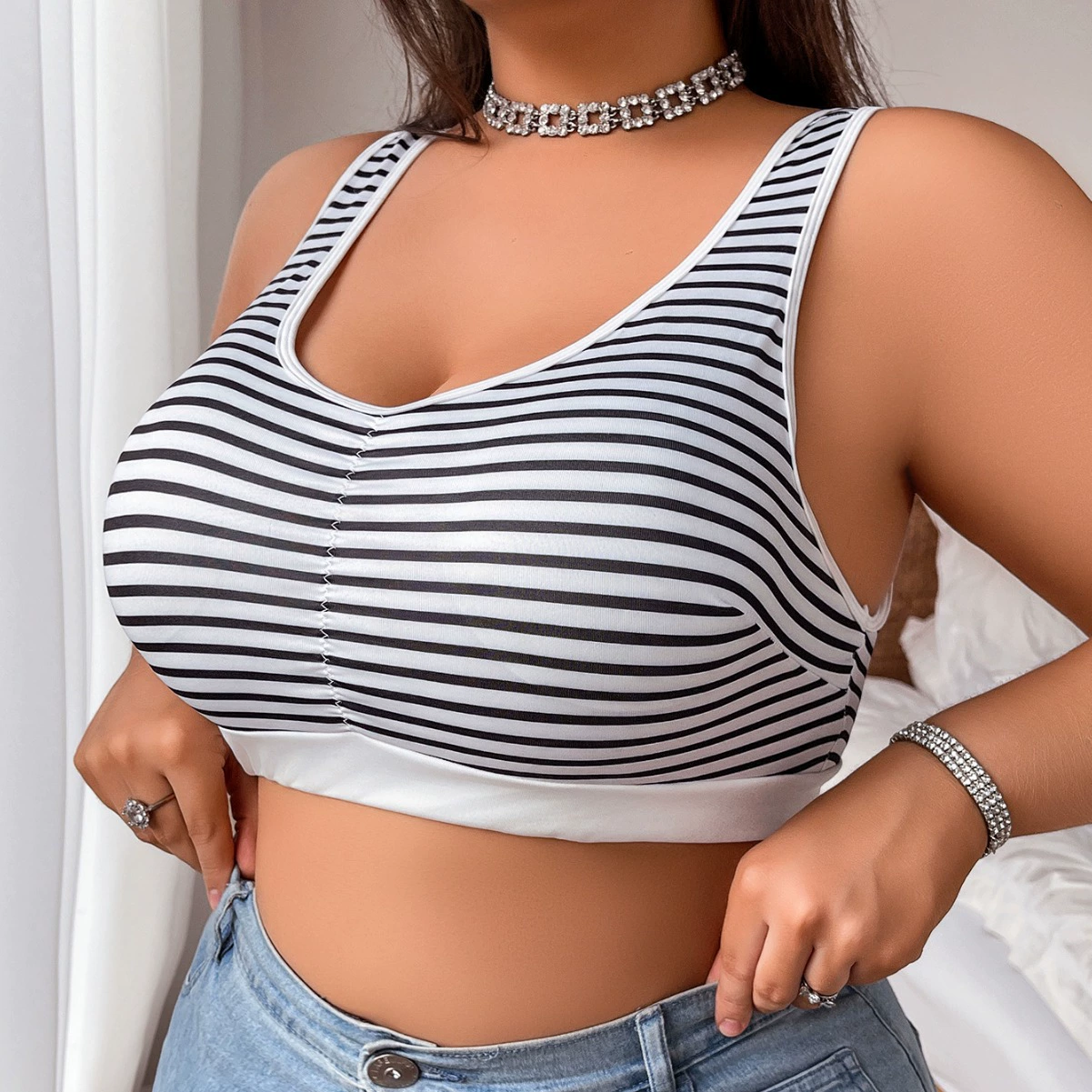 Новый кросс-бордерный hot girl полосатый жилет H163
