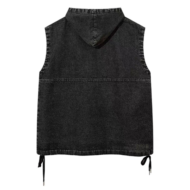 Ropa de hombre con capucha denim high street chaleco vaquero lavado para hombres y mujeres novedad de verano marca chaqueta suelta top sin mangas_voghion.com