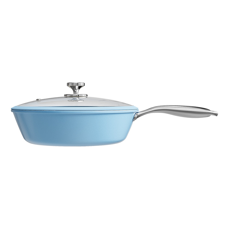 Nuevo fogón de cerámica azul, cocina universal, olla antiadherente, olla multifuncional para fritar verduras, olla doméstica al por mayor. image 5