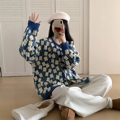 慵懒风小众减龄感宽松上衣高级感提花重工外套女春秋洋气针织衫女