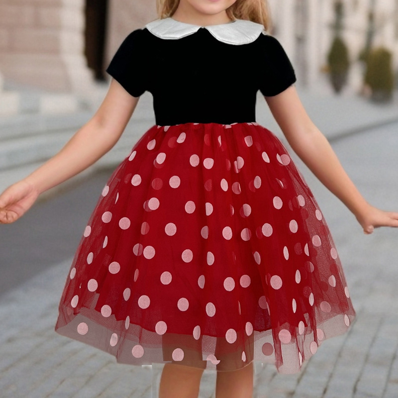 Minnie princess dress small and medium girls Mickey dress short-sleeved performance skirt Mickey Mouse skirt 3-8 years old children's skirt Minnie princess dress small and medium girls Mickey dress short-sleeved performance skirt Mickey Mouse skirt 3-8 years old children's skirt