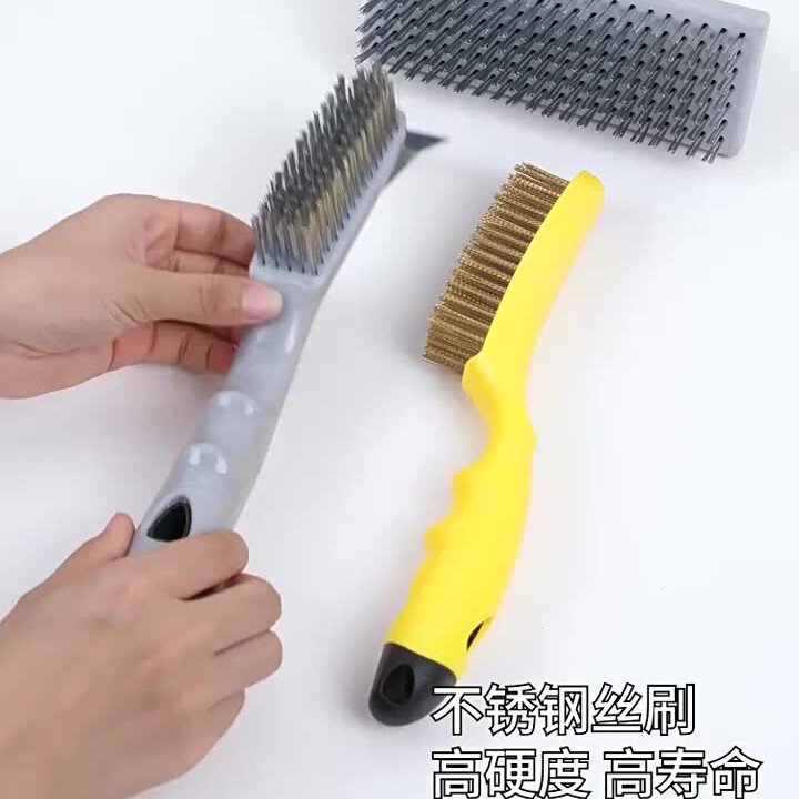 钢丝刷除锈打磨专用不锈钢清洁刷带柄钢刷铁刷子小刚刷工业用硬毛|undefined