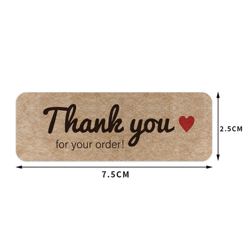 Factory direct selling kraft paper rectangular thank you gift seal sticker flower shop decorative seal self-adhesive label