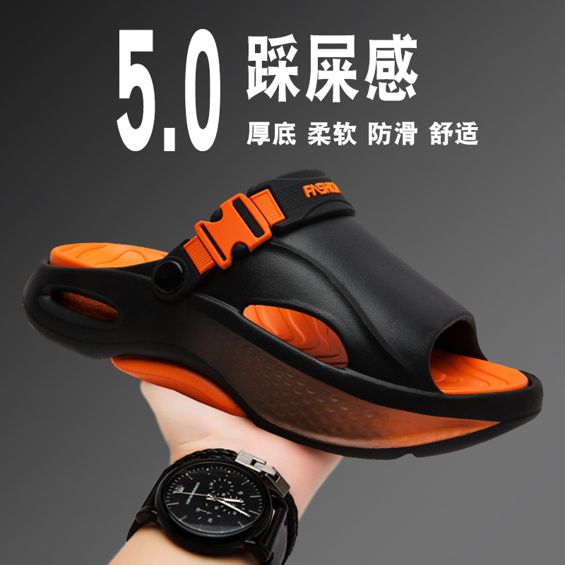 Zapatillas hombre 2025 nuevo estilo verano ropa exterior sandalias antideslizantes de suela gruesa niños deportes pisando mierda sandalias de playa junto al mar