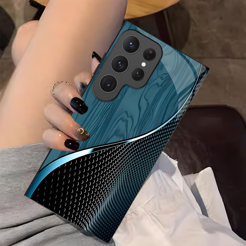 High-End Sense Suitable for Samsung S21Fe High-Transparency Glass Case Simple S25Ultra Mobile Phone Protective Case S21 Men's Model