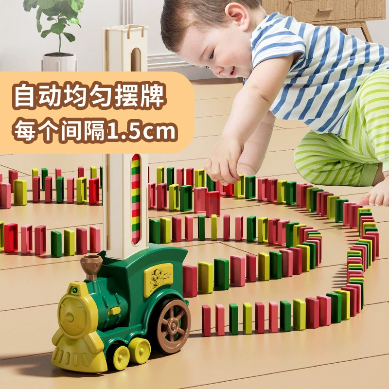 Домино Головоломка Автоматический Бросок Автомобиль Строительный Блок Игрушка Электрическая 3 Лет Девочка 4 Маленький Поезд Дети Мальчик