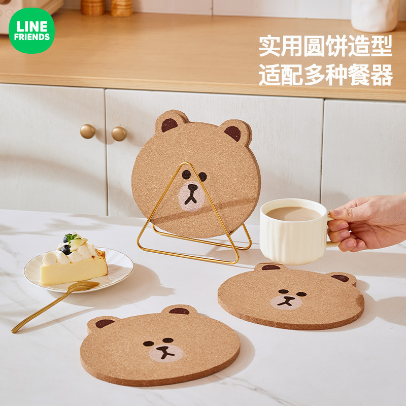 ブラウン熊コルクコースター家庭用食器皿断熱マットテーブル料理マット土鍋カップマットキッチンパーマ防止マット|undefined