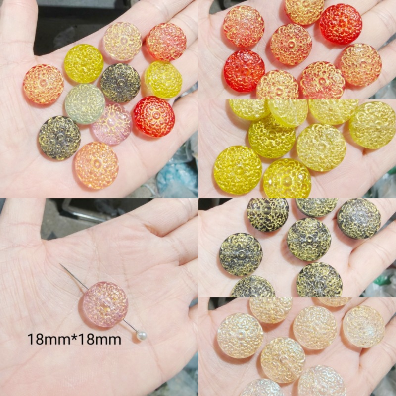 18*18mm复古描金云纹圆牌琉璃diy饰品配件手饰吊坠串珠编绳材料