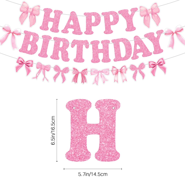 Pink bow: 1 set of paper flags (3 banners)