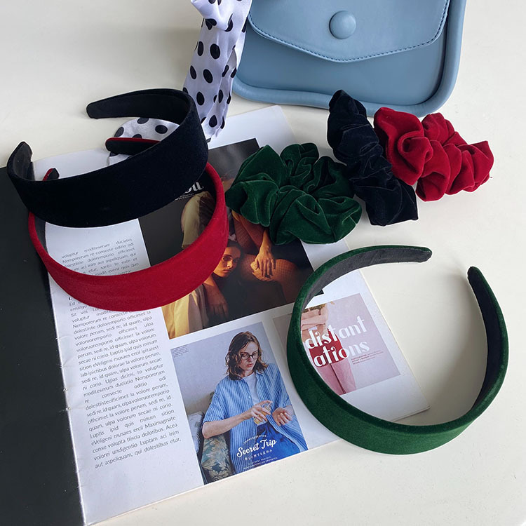 Women'S Gender Wholesale Korean Velvet Broad-brimmed Hair Band Fold Hair Scrunchies Nihaojewelry