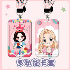 Anime princess card holder bus card student transfer card meal card access control card holder name badge work permit with lanyard wholesale