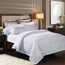 客房酒店布草80支 全棉缎条四件套 宾馆白色床上用品bed sheets
