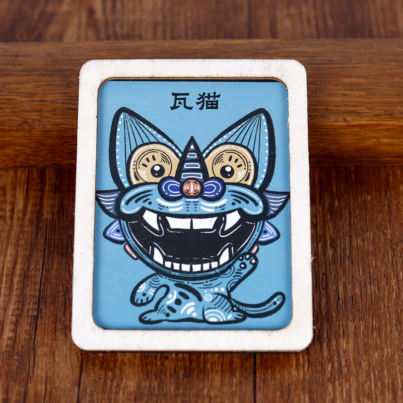 云南大理瓦猫冰箱贴民族风手工文创礼品特色木质旅游纪念品批发|undefined