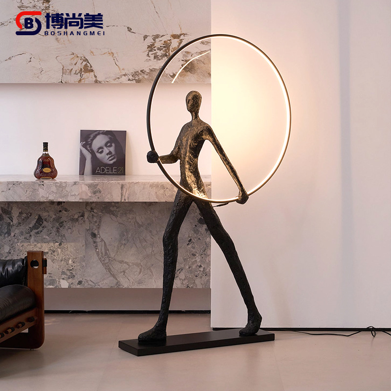 Escultura creativa en forma de humanoide adornos luces de piso de hotel lugares públicos adornos de arte abstracto lujosos ligeros para el hogar luz de piso image 1
