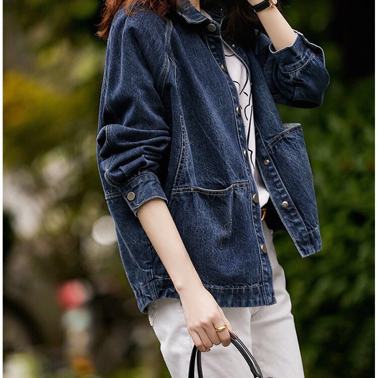 Mlb Denim Jacket for Women, Stylish and Youthful, Trendy Silhouette, Versatile, Loose Fit, Slimming Baseball Jacket, College Style