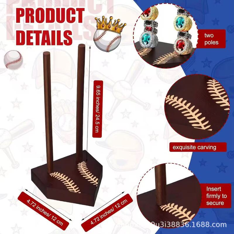 Wooden Ring Stacking Stand Solid Wood Baseball Tournament Ring Display Stand Wooden Championship Ring Storage Rack