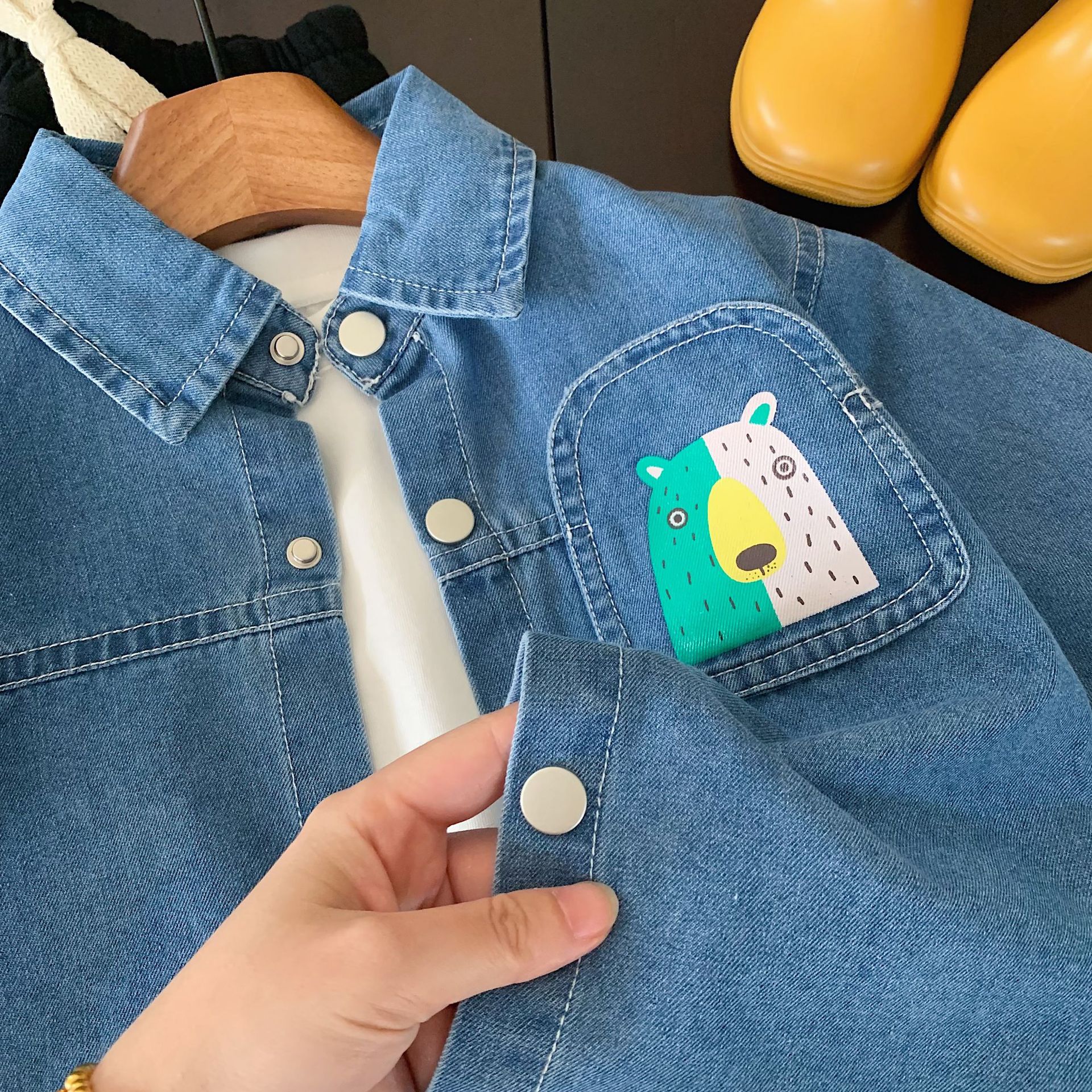 Denim per ragazzi 2024 nuovo stile fresco e alla moda, abbigliamento autunnale, capispalla per bambini, maglietta a maniche lunghe alla moda_voghion.com