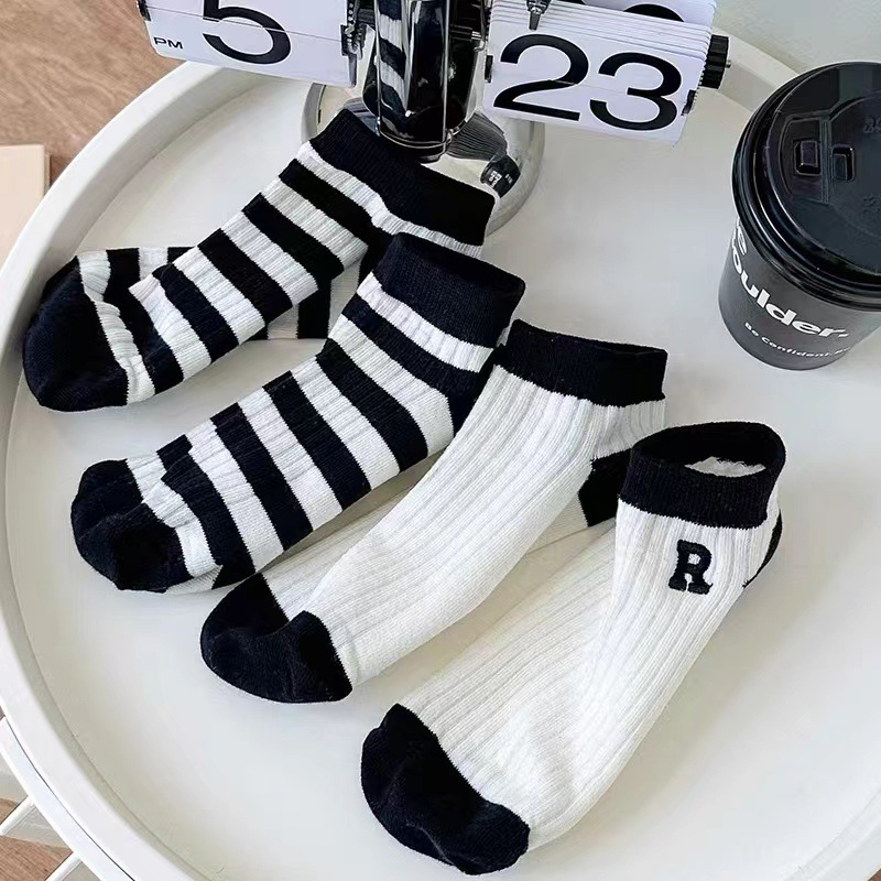 Pure cotton socks women's summer socks breathable sweat-absorbent deodorant cotton socks embroidered letters Zhuji socks free shipping