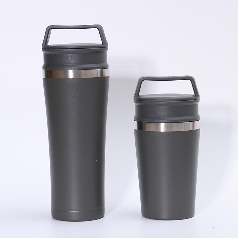 Nuevo 304 taza de café portátil de acero inoxidable al aire libre taza de coche portátil personalidad creativa doble tapa ventosa