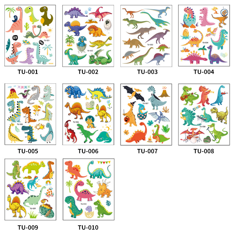 Pegatinas de tatuaje de dinosaurio sudor impermeable niños y niñas lindo Partido de dibujos animados desechables pegatinas de tatuaje temporal