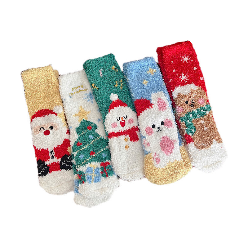 Calcetines Navideños Térmicos para Mujer de Terciopelo de Coral Engrosados para Invierno image 5