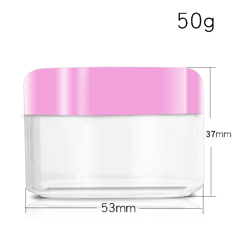 En stock al por mayor caja de crema color transparente/10/20/50g botella cosmética caja de embalaje inferior transparente