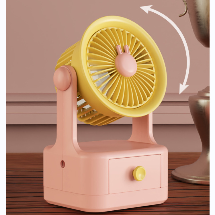 New Rabbit Round Creative Storage Desktop Fan Mini Tabletop Square Teddy Bear Portable Charging Small Fan