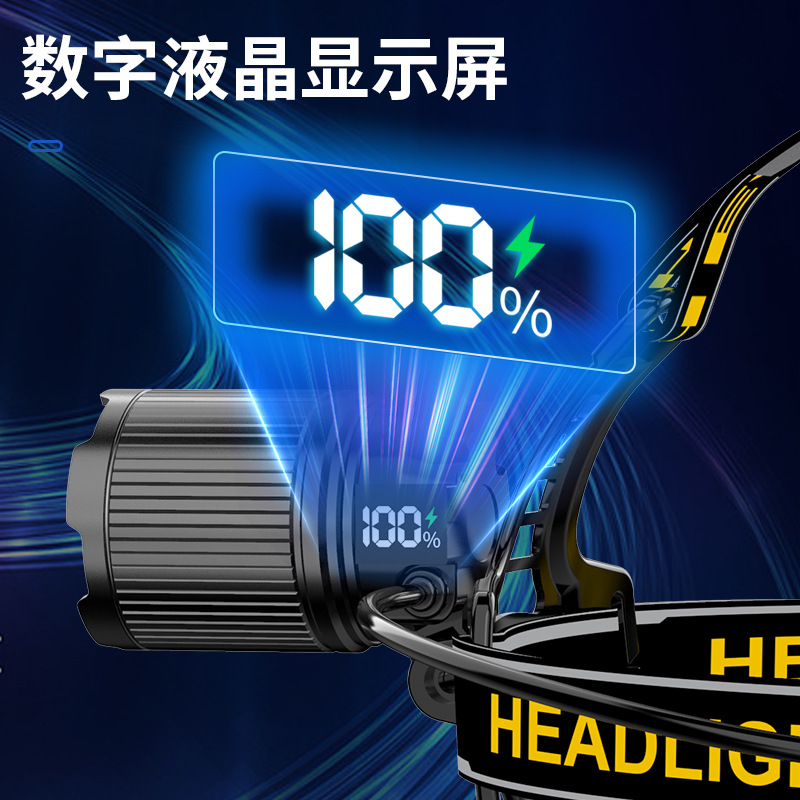 Faro láser blanco, alta potencia, sensor de luz fuerte, iluminación exterior, linterna, lado de la cabeza, faro de visualización de potencia digital