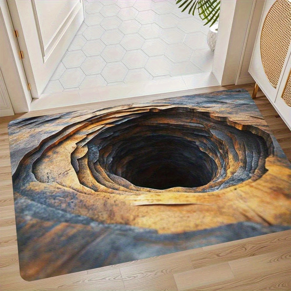 Amerikaanse stijl 3D-perspectief voor het aankleden van schoenen bij de voordeur, vuilafstotende vloermat van kristalfluweel._voghion.com